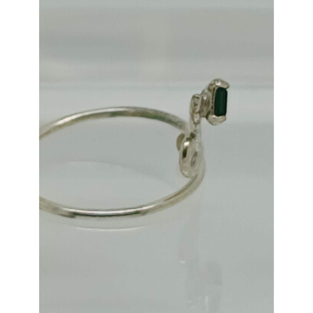 Swirly Emerald Green Crystal Rhinestone Toe Ring Adjustable Size Sterling Silver - Picture 5 of 9